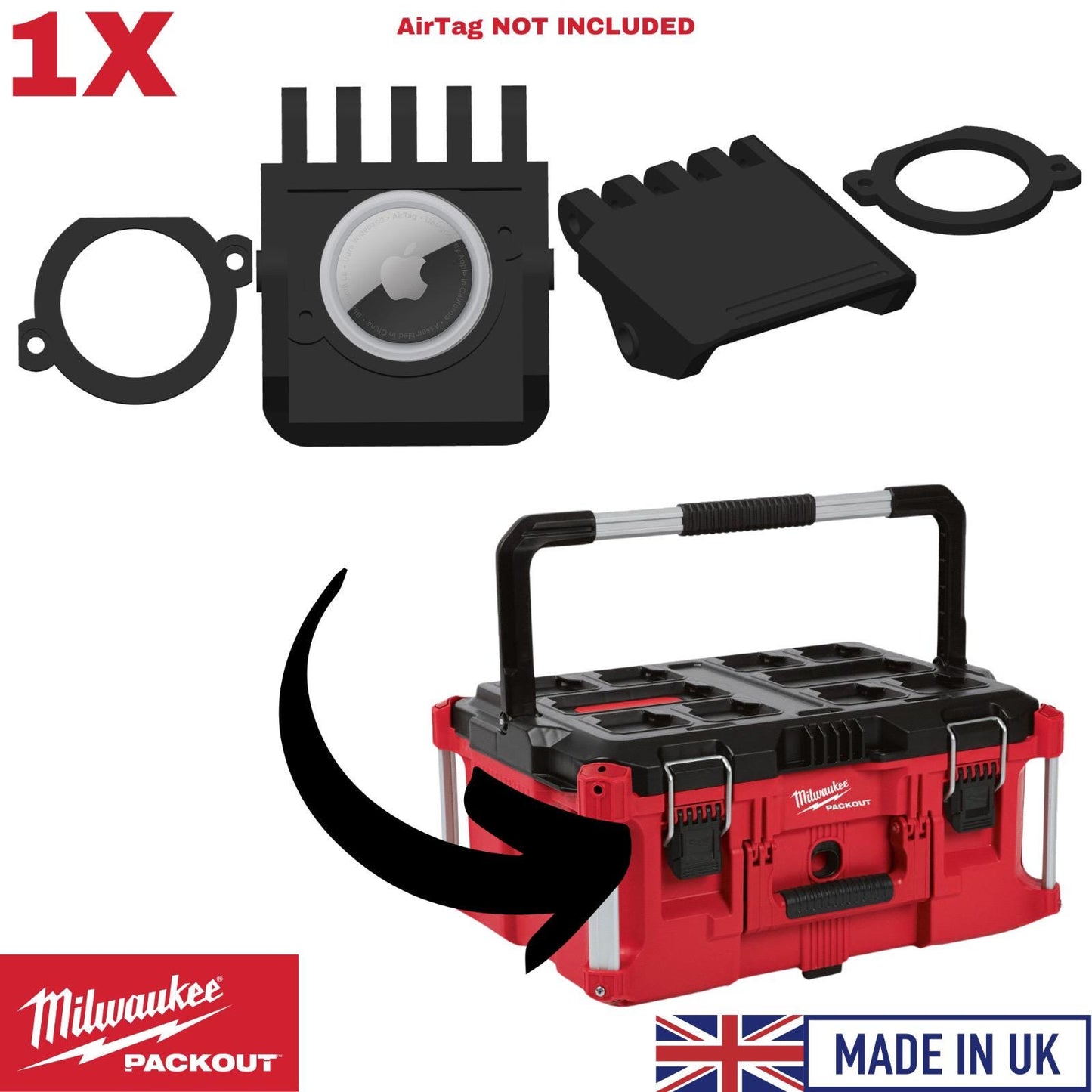 Milwaukee Packout AirTag Mount – Hidden GPS Tracker Latch for Tool Box | Secure Airtag Holder for Packout System