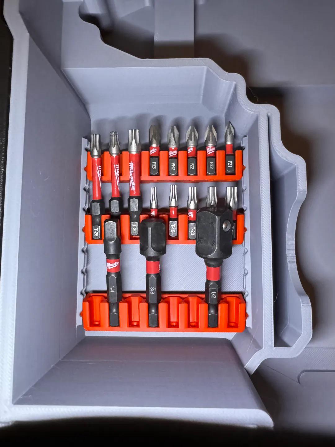 Milwaukee Packout Insert for M18 FPD3 Drill – Custom Bit Holder & Storage Organizer Tray for Tools, Screws, and Accessories
