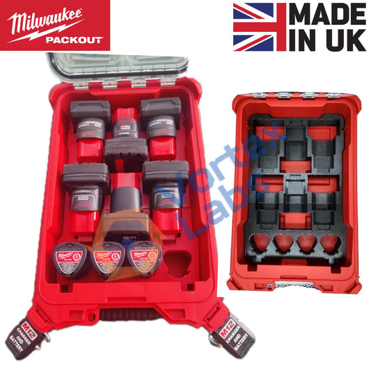 Milwaukee Packout Insert for 48-22-8435, 4932464083 10X M12 Battery Holder Organizer Box Tray | Tool Storage Rack | Garage - Jobsite Mount