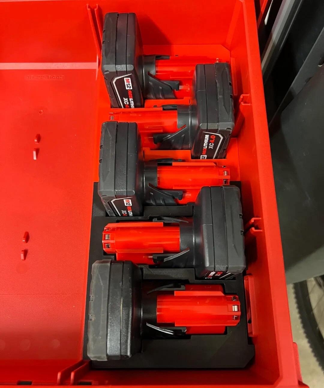 Milwaukee Packout Insert for Drawer 5x M12 XC Battery Storage Organiser Tray